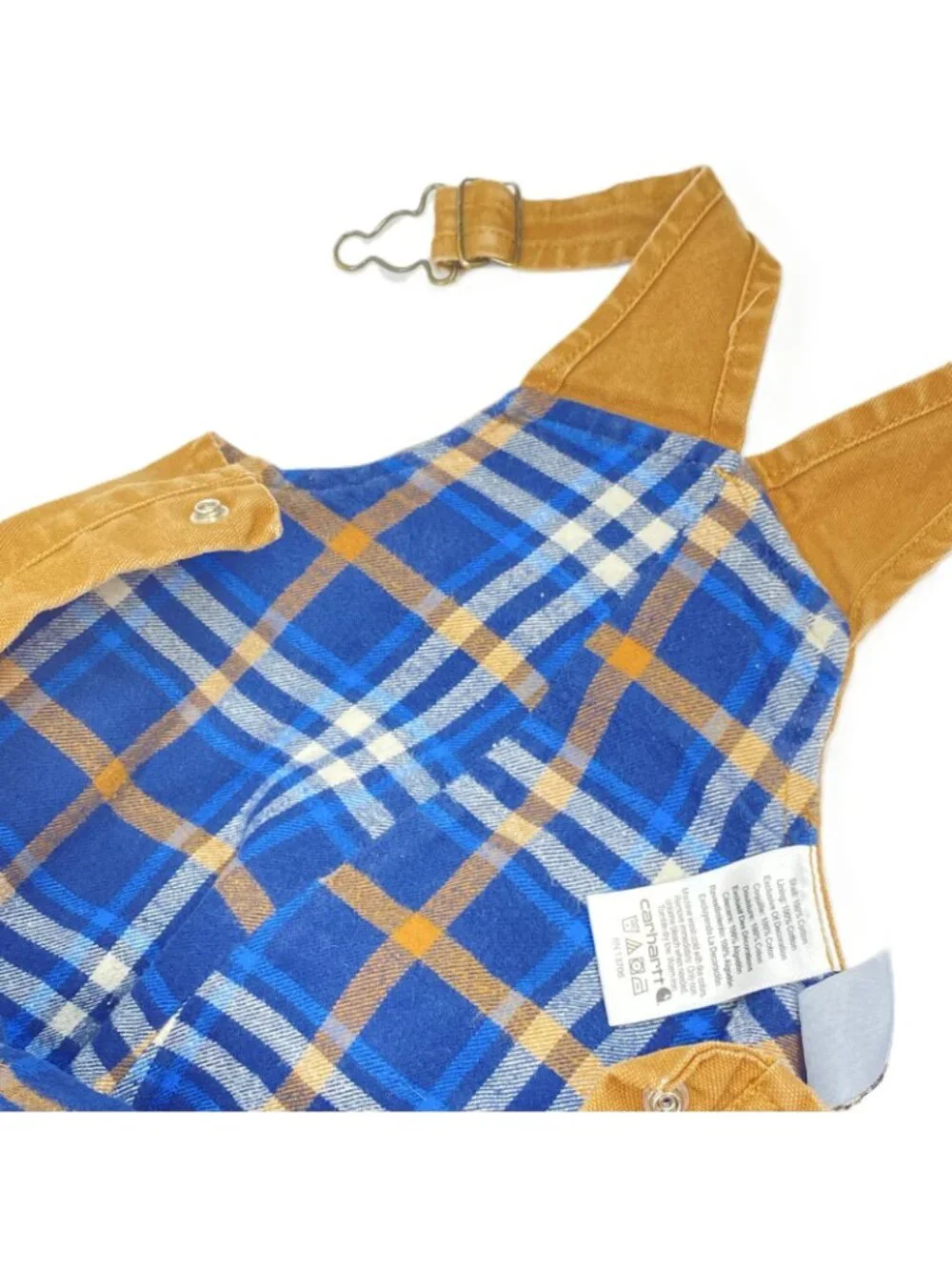 Carhartt Toddler Bib Overalls 4T Brown Duck Canvas Flannel Lined Double Knee